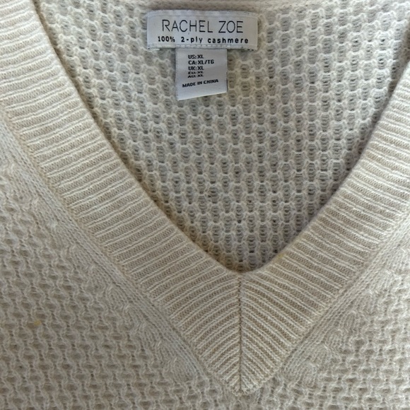 Rachel Zoe Ivory Cashmere V-Neck Sweater - Picture 2 of 2